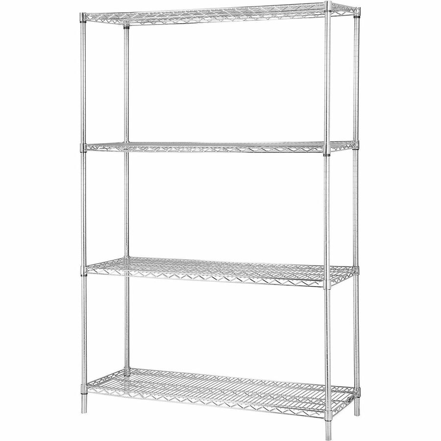 Lorell Industrial Wire Shelving - 36" Width x 18" Depth x 72" Height - Steel - Chrome - 1 Each