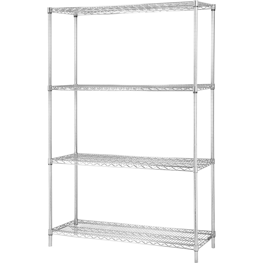 Lorell Industrial Wire Shelving - 48" Width x 24" Depth x 72" Height - Steel - Chrome - 1 Each