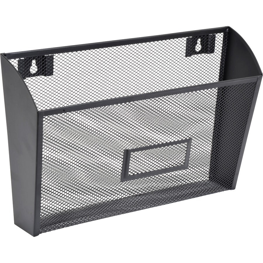 Lorell Mesh Wire Wall Pocket - 6.62" Height x 12.62" Width x 4.75" Depth - Black - 1 Each