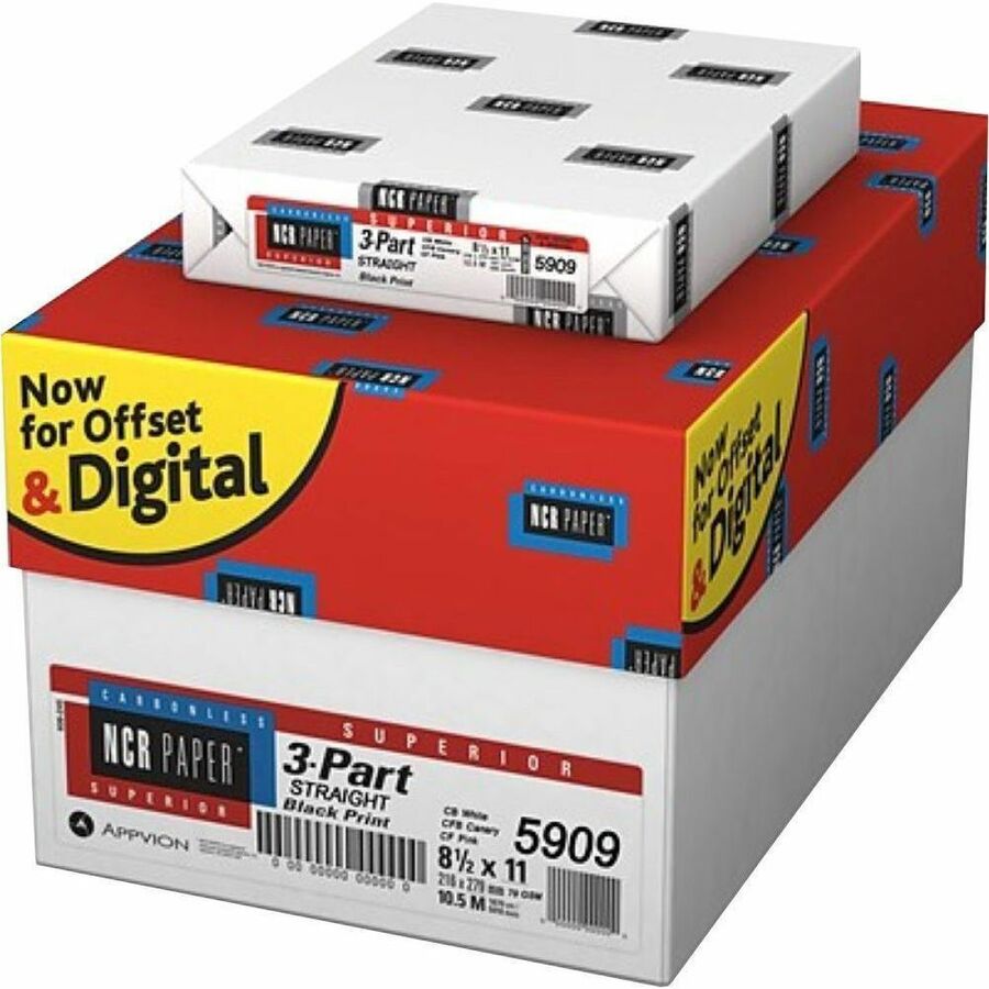NCR Paper Superior 3-part Straight Carbonless Paper - White - 92 Brightness - Letter - 8 1/2" x 11" - Heavyweight - White, Canary, Pink - 1 Pack
