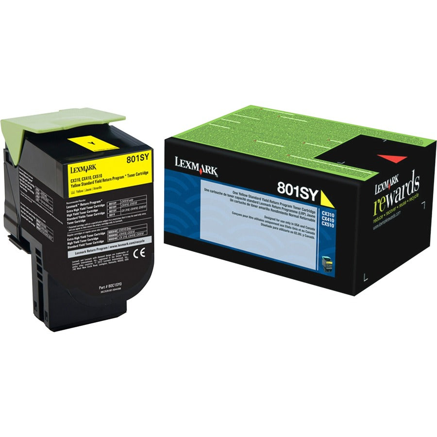 Lexmark Unison 801SY Original Standard Yield Laser Toner Cartridge - Yellow - 1 Each - 2000 Pages
