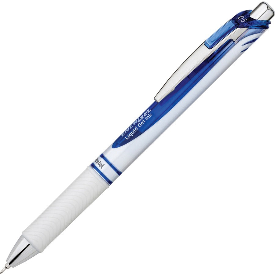 EnerGel EnerGel Pearl Liquid Gel Pen - Refillable - Retractable - Blue Ink - Gel-based - Pearl White Stainless Steel Barrel - 1 Each