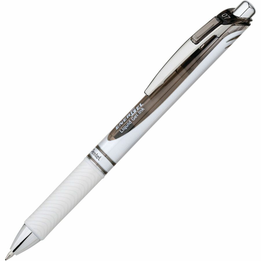 EnerGel EnerGel Pearl Retractable Liquid Gel Pen - Refillable - Retractable - Black Ink - Gel-based - Pearl White Barrel - Stainless Steel Tip - 1 Each