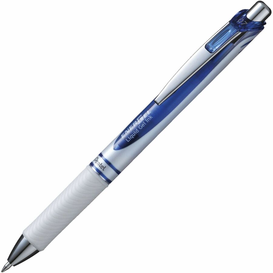 Pentel EnerGel Pearl Rollerball Pen - Refillable - Retractable - Blue Ink - Gel-based - Pearl White Barrel - Stainless Steel Tip - 1 Each