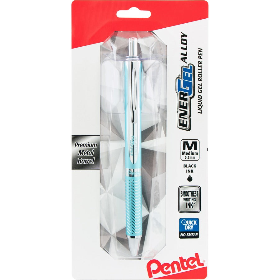 EnerGel EnerGel Alloy Gel Pen - Refillable - Retractable - Black Ink - Gel-based - Aluminum Alloy Barrel - 1 Pack