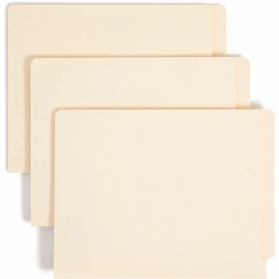 Smead TUFF Straight Tab Cut Letter End Tab File Folder - 8 1/2" x 11" - 3/4" Expansion - 2 x 2B Fastener - 2" for Folder - 11 pt. - 2 Plys - Poly - Manila - Laminated, Reinforced Tab, Durable - 10% Recycled - 50 / Box