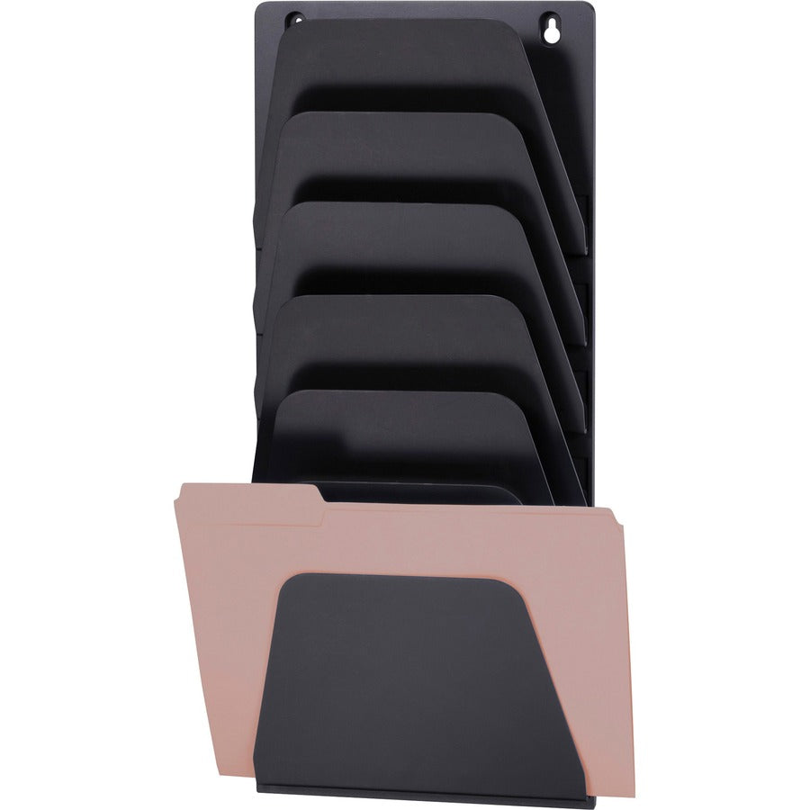 Officemate Wall File Holder - 7 Compartment(s) - 22.38" Height x 9.50" Width x 2.88" Depth - Black - Plastic - 1 Each