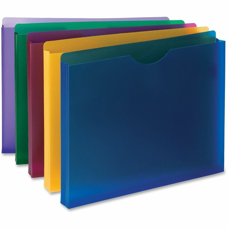 Smead Straight Tab Cut Letter File Jacket - 8 1/2" x 11" - 1" Expansion - 1 Plys - Blue, Red, Yellow, Green, Purple - 10 / Pack