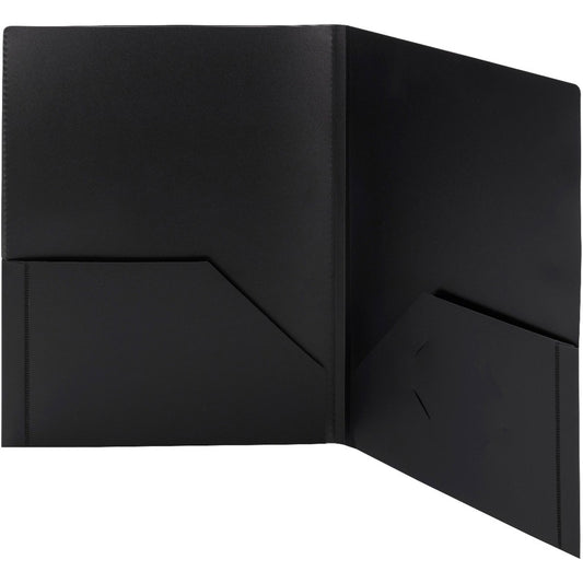 Smead Letter Pocket Folder - 8 1/2" x 11" - 50 Sheets Capacity - 2 Pocket - Polypropylene - Black - Acid-free - 5 / Pack