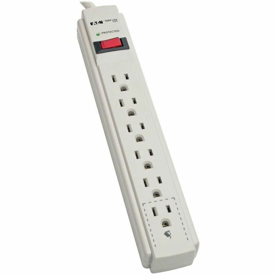 Tripp Lite series 6-Outlets, 8-Ft Cord, 990 Joule Strip, Flat Plug - Protect It! Surge Suppressor - NEMA 5-15P - 6 x NEMA 5-15R - 1875 VA - 990 J - 120 V AC, 125 V AC Input - 8 ft - Wall Mountable