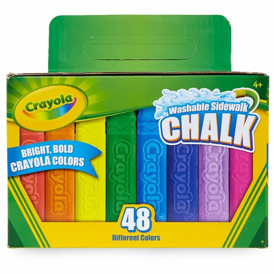 Crayola Washable Sidewalk Chalk - 4" Length x 0.9" Diameter - Assorted - Roll Stop, Washable - 1 Box
