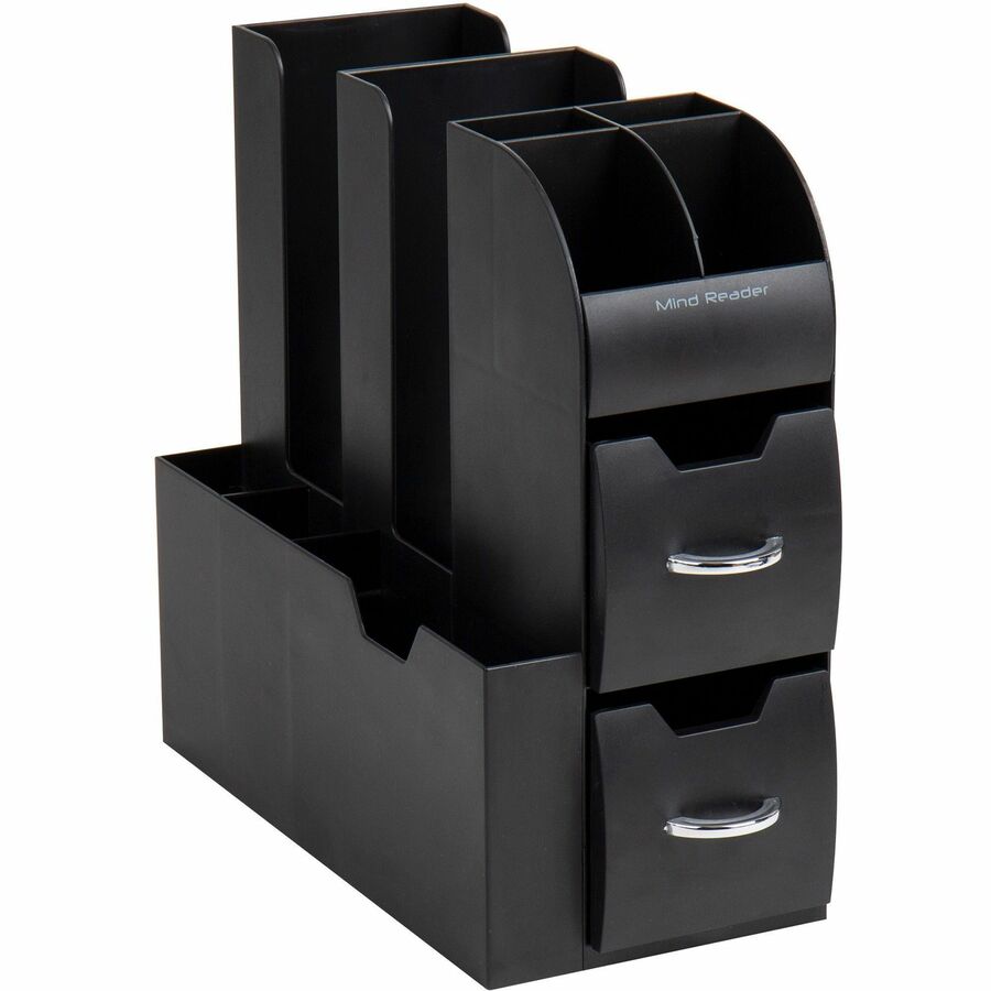 Mind Reader EMS Mind Compact All In One Coffee Pod Caddy - 16 x Coffee/Tea Pod - 2 Drawer(s) - 12" Height x 6.50" Width x 11.75" Depth - Compact - Black - 1 Each