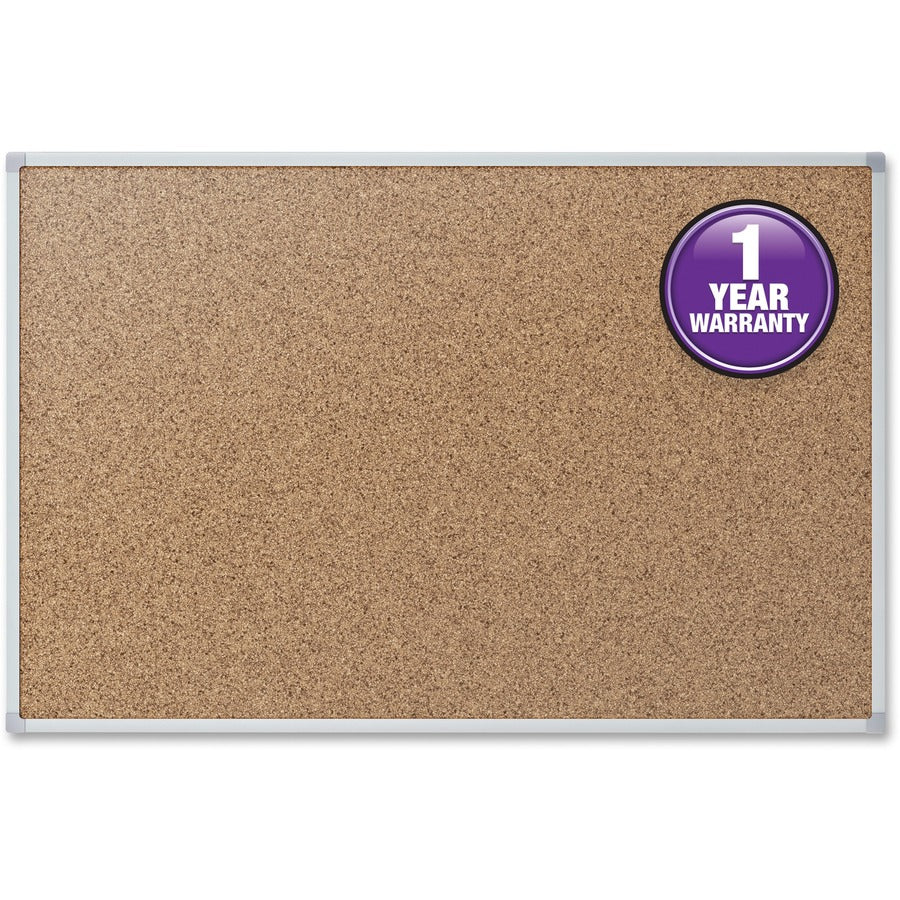 Mead Classic Cork Bulletin Board - 24" Board Height x 36" Board Width - Natural Cork Surface - Self-healing - Silver Aluminum Frame - 1 Each