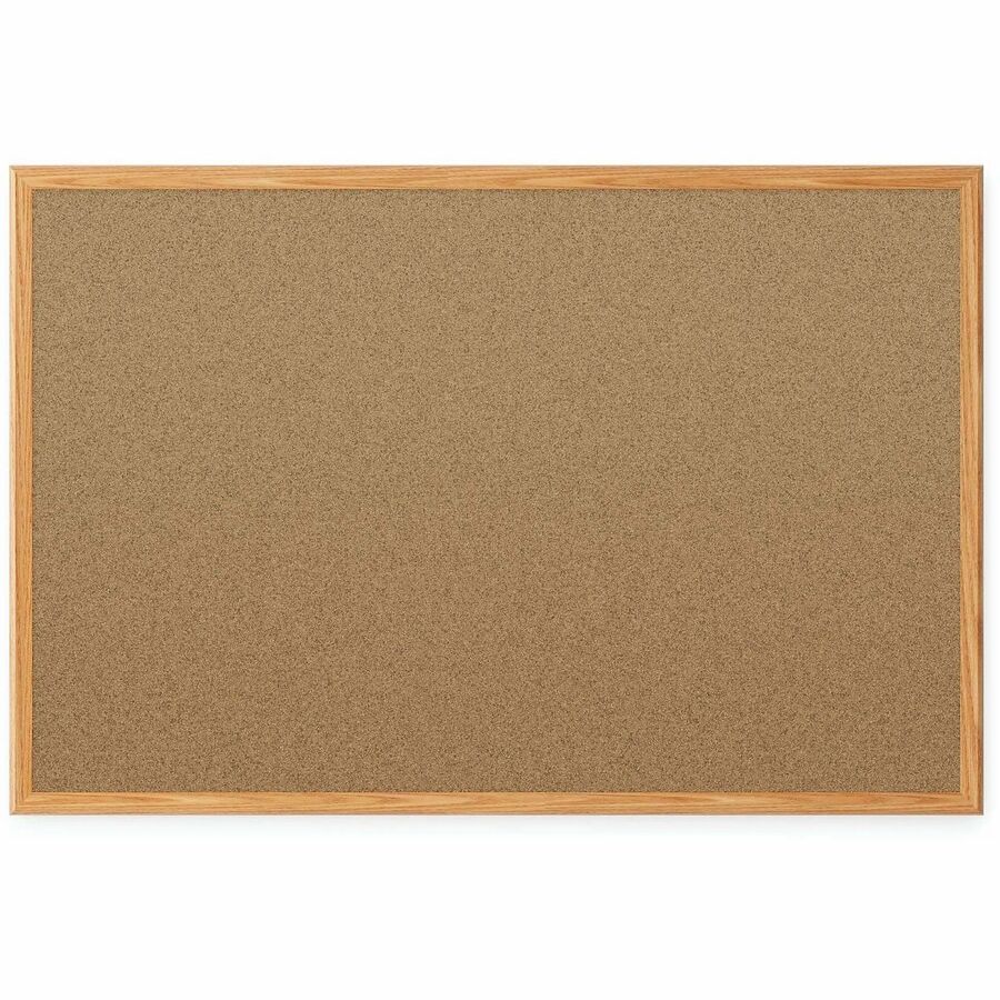 Mead Classic Cork Bulletin Board - 48" Board Height x 36" Board Width - Natural Cork Surface - Self-healing - Oak Aluminum Frame - 1 Each