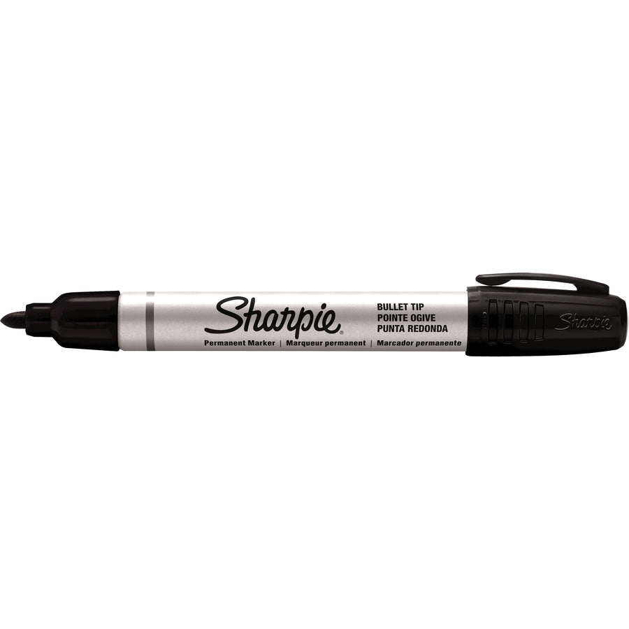 Sharpie Pro Permanent Marker - Black Ink - Metal Barrel - 12 / Dozen