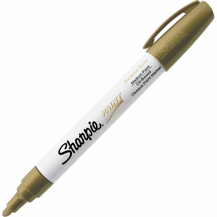 Sharpie Oil-Based Paint Marker - Medium Point - Gold Ink - Oil Based - Gold Barrel - 1 Each