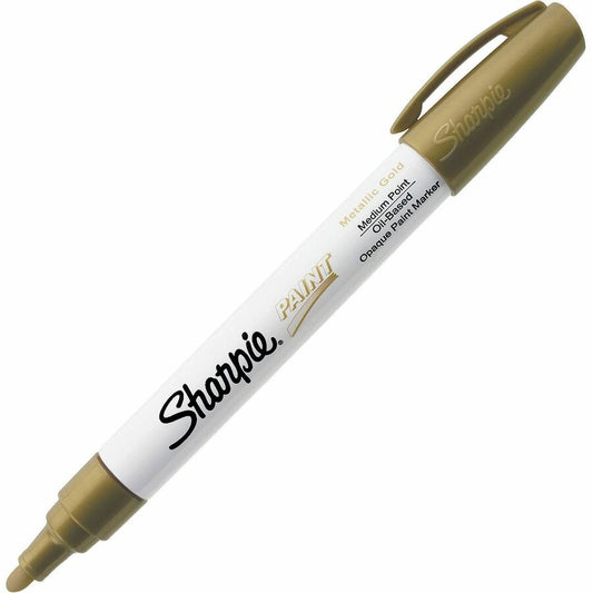 Sharpie Oil-Based Paint Marker - Medium Point - Gold Ink - Oil Based - Gold Barrel - 1 Each