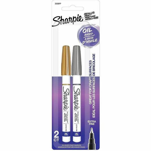 Sharpie Oil-Based Paint Marker - Extra Fine Point - Gold, Silver Ink - Oil Based - 2 / Pack