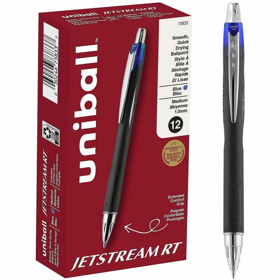 uniball™ Jetstream RT Ballpoint Pen - Retractable - Blue Ink - Pigment-based - 12 / Dozen