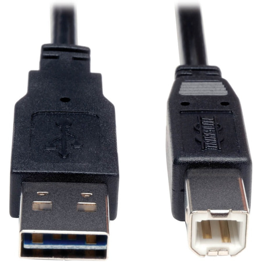 Tripp Lite series Universal Reversible USB 2.0 A-Male to B-Male Device Cable - 6ft - 6 ft USB Data Transfer Cable - First End: 1 x 4-pin USB 2.0 Type A - Male - Second End: 1 x 4-pin USB 2.0 Type B - Male - Shielding - Nickel Plated Connector - Gold Pl...