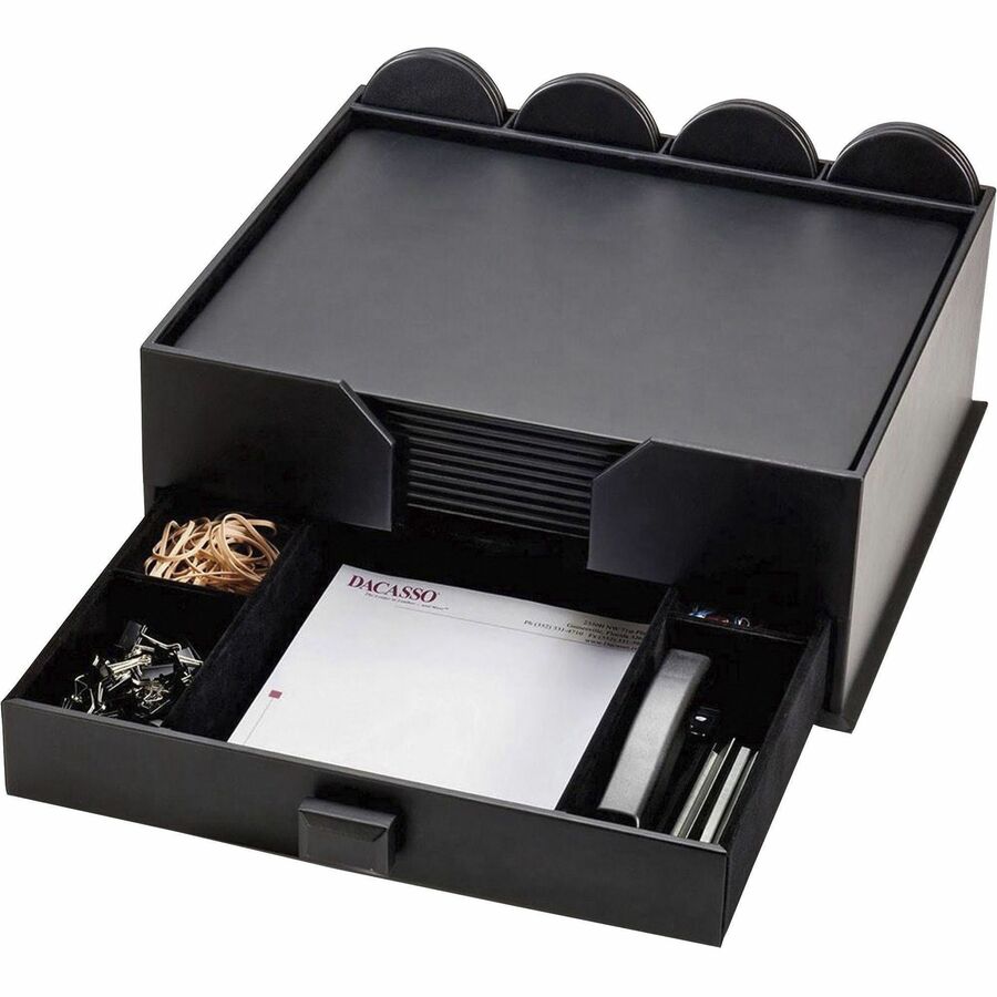 Dacasso Leather Combination Conference Room Set - 12" Height x 16" Width x 18" Depth - Desktop - Black - Leather - 1 Each