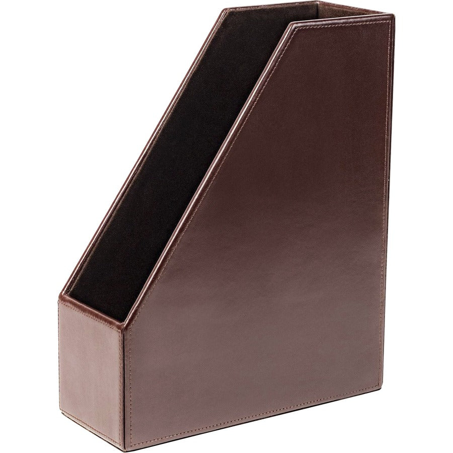 Dacasso Bonded Leather Magazine Rack - 12.50" Height x 4" Width x 10.13" Depth - Desktop - Dark Brown - Leather - 1 Each