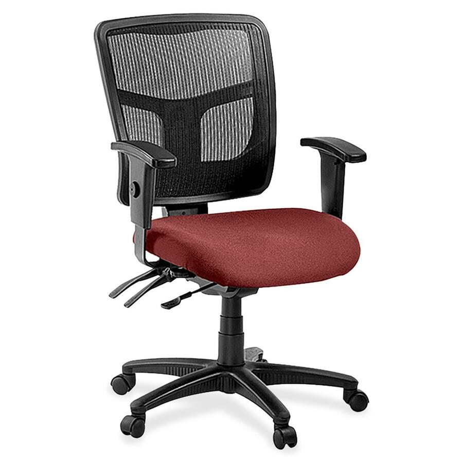 Lorell ErgoMesh Series Managerial Mesh Mid-Back Chair - Shire Tulip Seat Color - Fabric Seat Material - Black Back Color - Black Frame Color - 5-star Base - Black - 1 Each