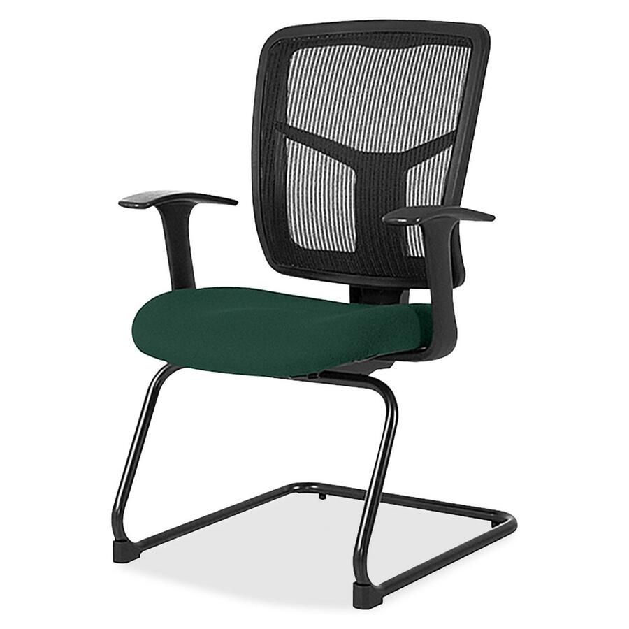 Lorell ErgoMesh Series Mesh Back Guest Chair with Arms - Insight Forest Seat Color - Mesh, Fabric Seat Material - Black Back Color - Mesh Back Material - Cantilever Base - Black - 1 Each