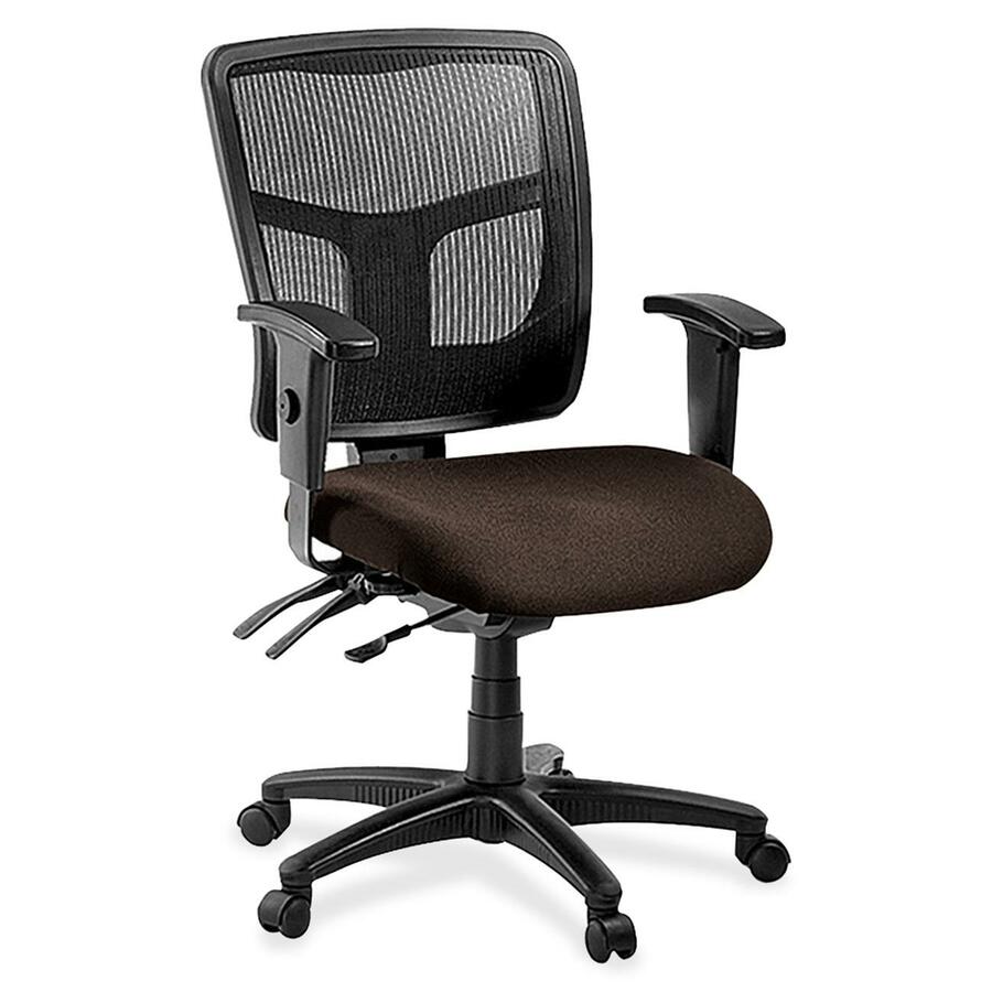 Lorell ErgoMesh Series Managerial Mesh Mid-Back Chair - Forte Fudge Seat Color - Fabric Seat Material - Black Back Color - Black Frame Color - 5-star Base - Black - 1 Each