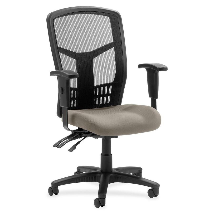 Lorell Executive High-back Mesh Chair - Fossil Seat Color - Mesh Fabric Seat Material - Black Back Color - Black Frame Color - 5-star Base - 1 Each