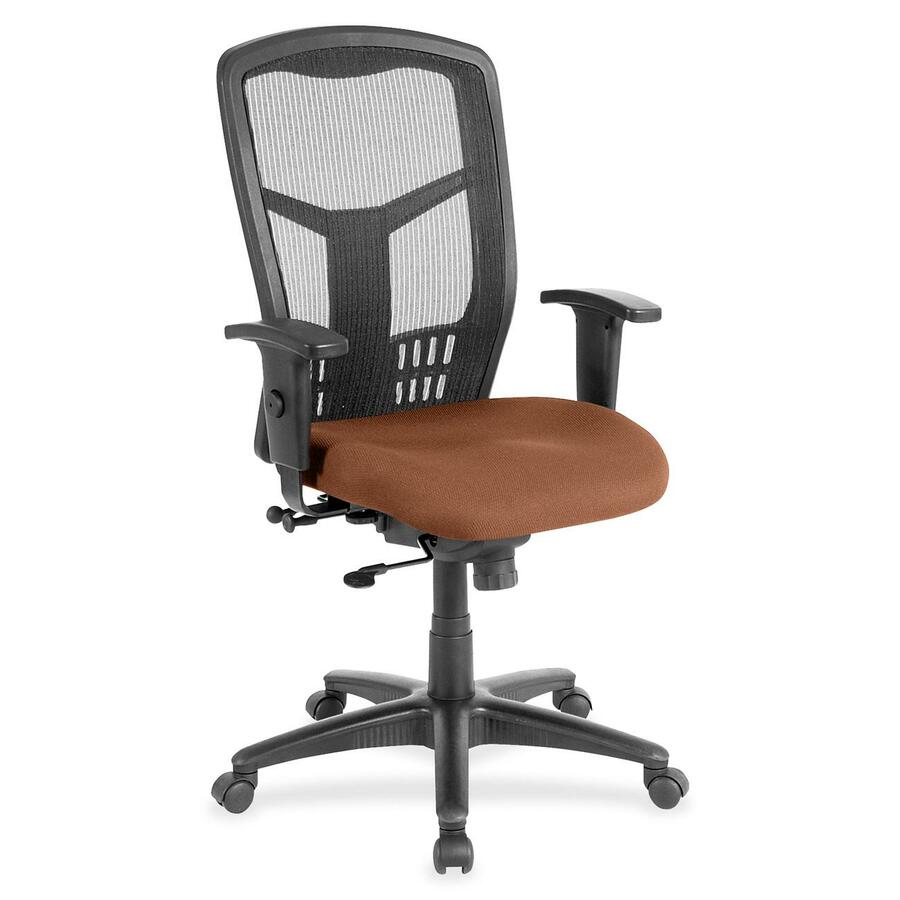 Lorell Executive Mesh High-back Swivel Chair - Canyon Nutmeg Seat Color - Vinyl Seat Material - Black Back Color - Mesh Back Material - High Back - Armrest - 1 Each