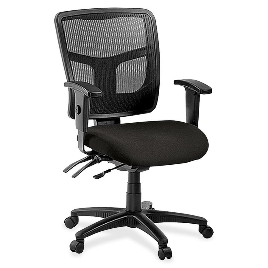 Lorell ErgoMesh Series Managerial Mesh Mid-Back Chair - Perfection Black Seat Color - Fabric Seat Material - Black Back Color - Black Frame Color - 5-star Base - Black - 1 Each