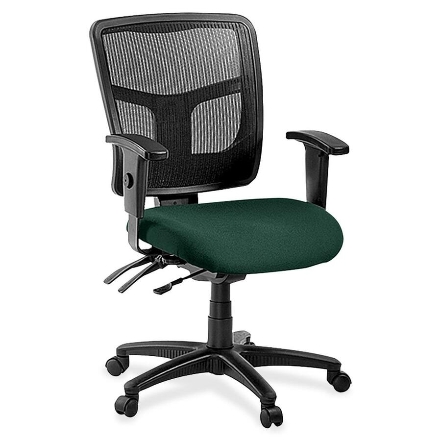 Lorell ErgoMesh Series Managerial Mesh Mid-Back Chair - Insight Forest Seat Color - Fabric Seat Material - Black Back Color - Black Frame Color - 5-star Base - Black - 1 Each