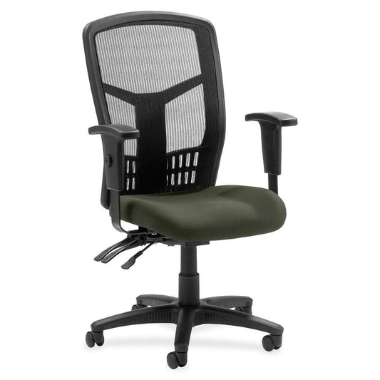 Lorell Executive High-back Mesh Chair - Perfection Olive Green Seat Color - Mesh Fabric Seat Material - Black Back Color - Black Frame Color - 5-star Base - Black - 1 Each