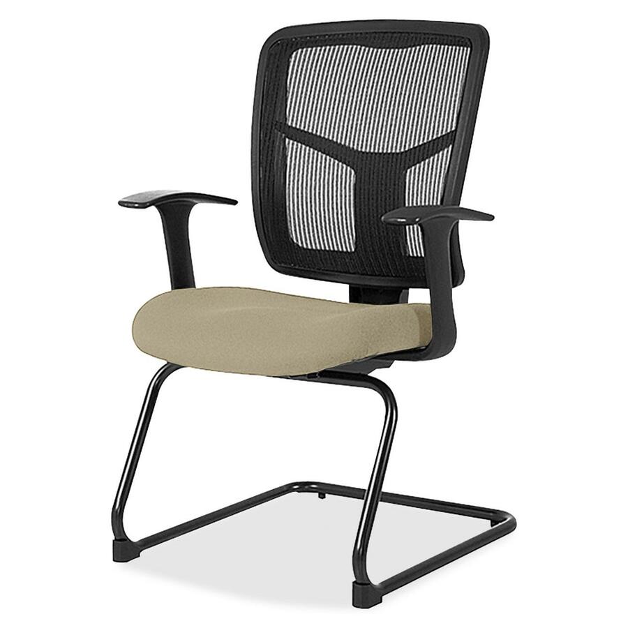 Lorell ErgoMesh Series Mesh Back Guest Chair with Arms - Forte Pumice Seat Color - Mesh, Fabric Seat Material - Black Back Color - Mesh Back Material - Cantilever Base - Black - 1 Each