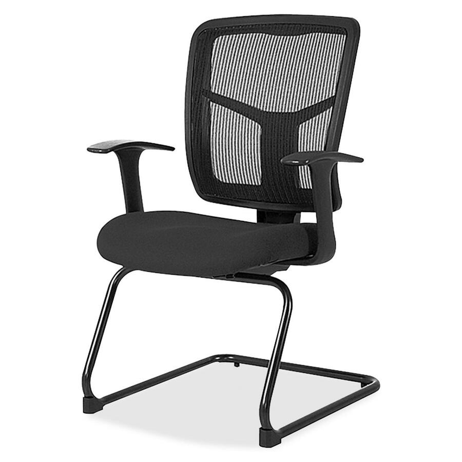 Lorell ErgoMesh Series Mesh Back Guest Chair with Arms - Expo Tuxedo Seat Color - Mesh, Fabric Seat Material - Black Back Color - Mesh Back Material - Cantilever Base - Black - 1 Each