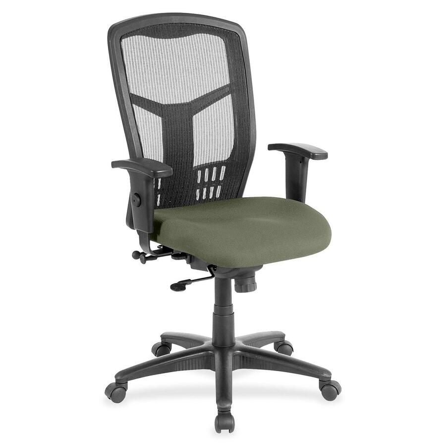 Lorell Executive Mesh High-back Swivel Chair - Shire Sage Seat Color - Fabric Seat Material - Steel Frame Material - 1 Each