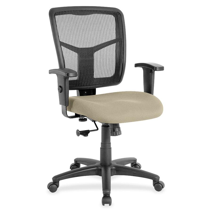 Lorell Ergomesh Managerial Mesh Mid-back Chair - Shire Travertine Seat Color - Fabric Seat Material - Black Back Color - Black Frame Color - 5-star Base - 1 Each