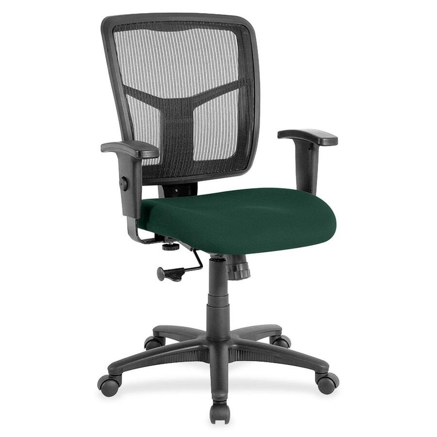 Lorell Ergomesh Managerial Mesh Mid-back Chair - Insight Forest Seat Color - Fabric Seat Material - Black Back Color - Black Frame Color - 5-star Base - 1 Each