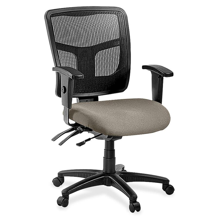 Lorell ErgoMesh Series Managerial Mesh Mid-Back Chair - Fossil Seat Color - Fabric Seat Material - Black Back Color - Black Frame Color - 5-star Base - 1 Each