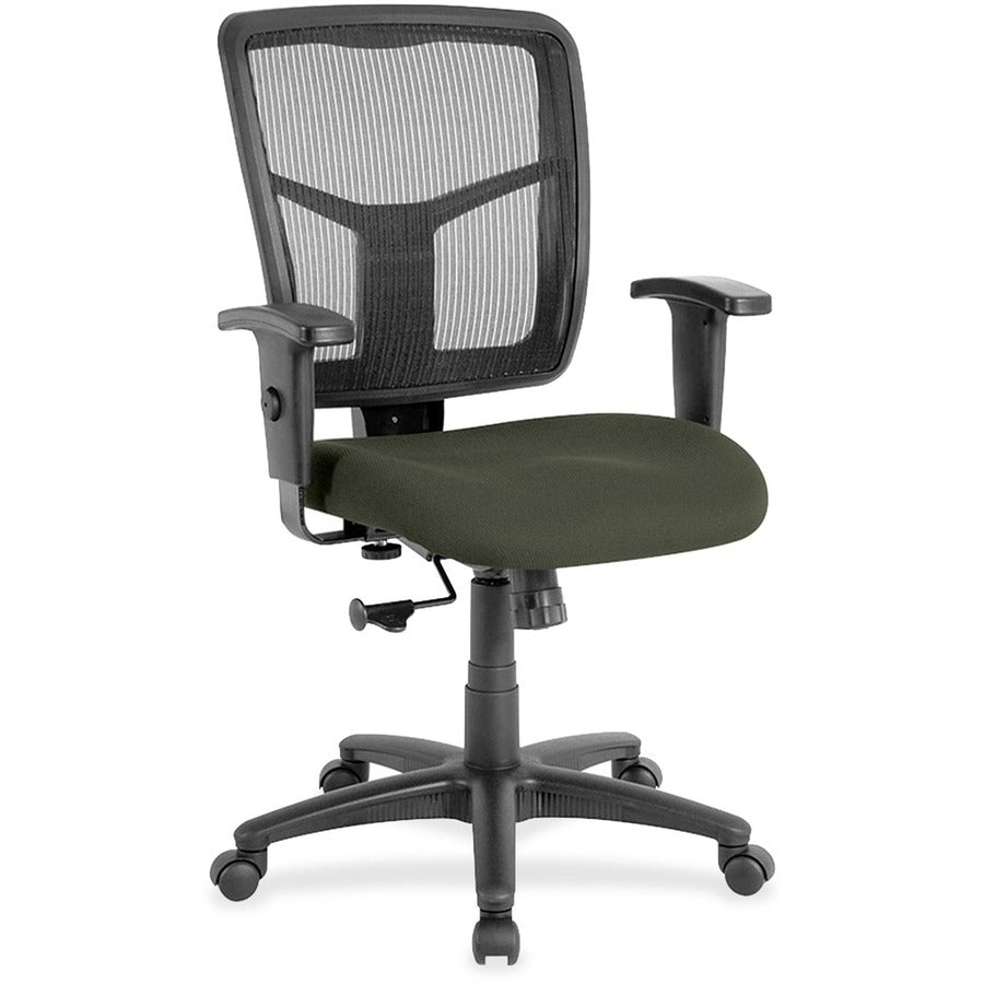 Lorell Ergomesh Managerial Mesh Mid-back Chair - Perfection Olive Green Seat Color - Fabric Seat Material - Black Back Color - Black Frame Color - 5-star Base - 1 Each
