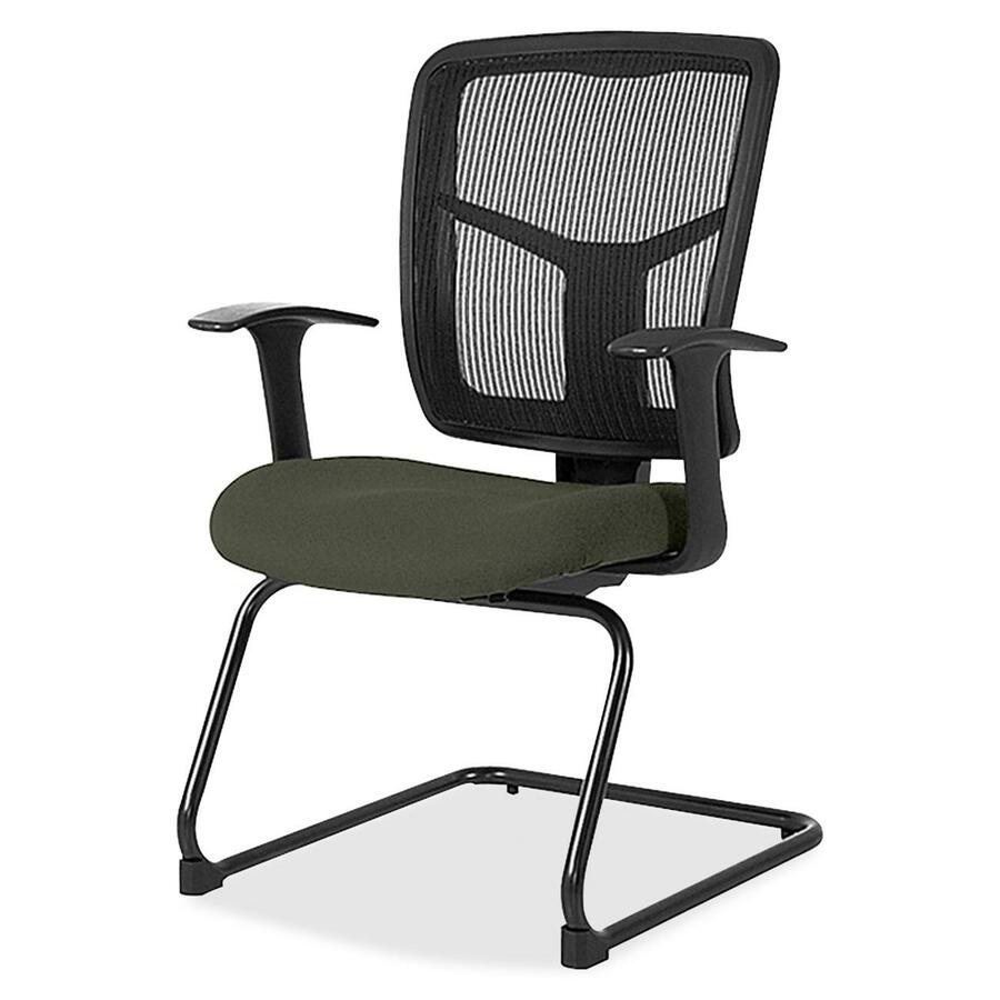 Lorell ErgoMesh Series Mesh Back Guest Chair with Arms - Perfection Olive Green Seat Color - Mesh, Fabric Seat Material - Black Back Color - Mesh Back Material - Cantilever Base - Black - 1 Each