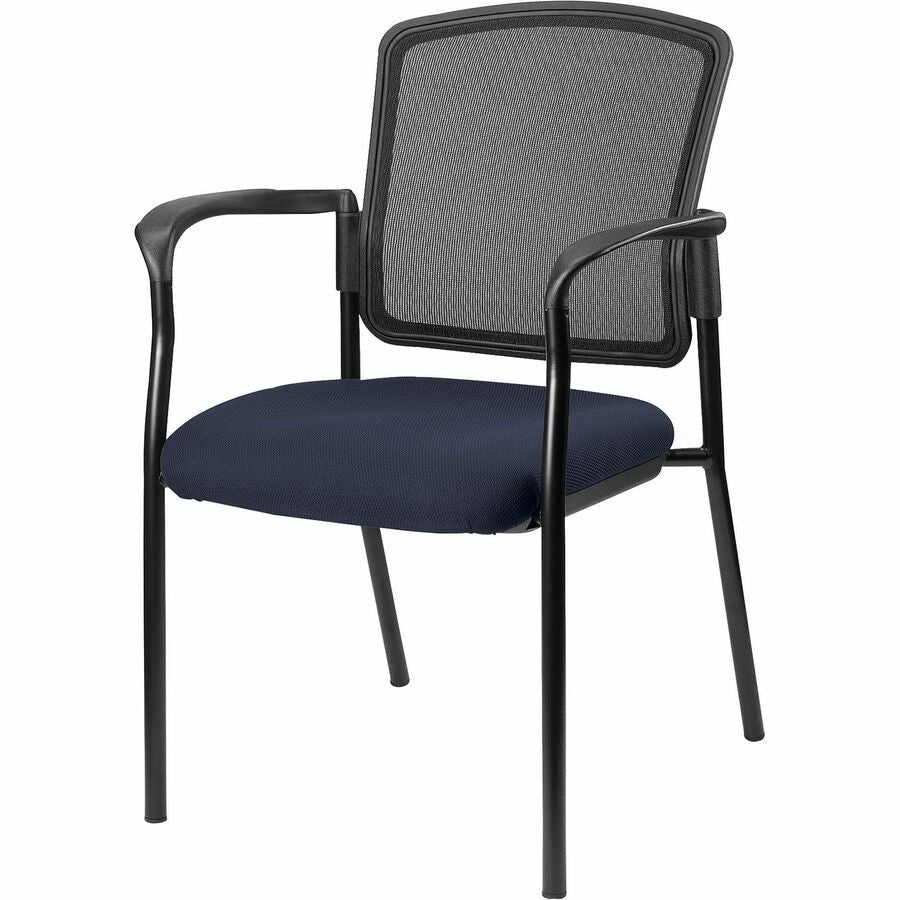 Lorell Breathable Mesh Guest Chair - Periwinkle Blue Seat Color - Fabric Seat Material - Black Frame Color - Steel Frame Material - Armrest - 1 Each