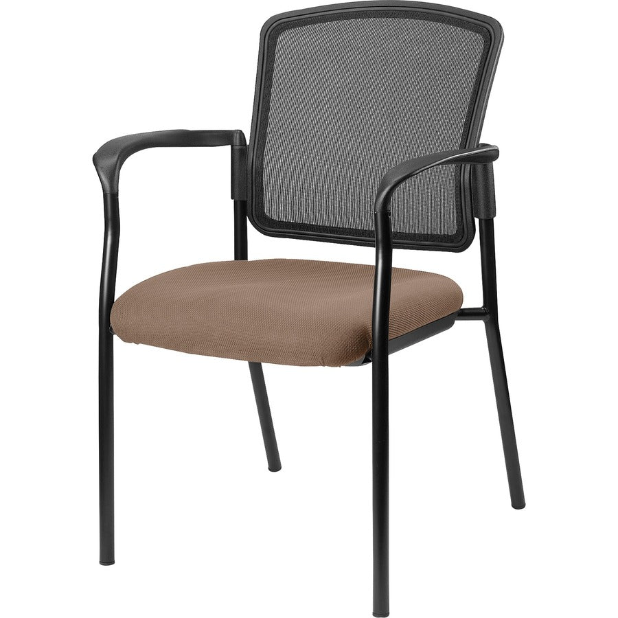 Lorell Mesh Back Stackable Guest Chair - Fuse Malted Seat Color - Fabric Seat Material - Black, Powder Coated Frame Color - Steel Frame Material - Malted - Armrest - 1 Each