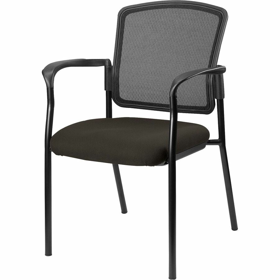 Lorell Breathable Mesh Guest Chairs - Fuse Pepper Seat Color - Fabric Seat Material - Black, Powder Coated Frame Color - Steel Frame Material - Pepper - Armrest - 1 Each
