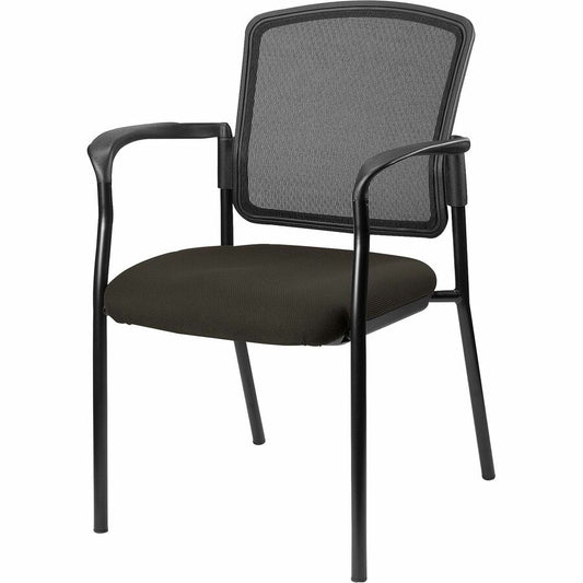 Lorell Breathable Mesh Guest Chairs - Fuse Pepper Seat Color - Fabric Seat Material - Black, Powder Coated Frame Color - Steel Frame Material - Pepper - Armrest - 1 Each