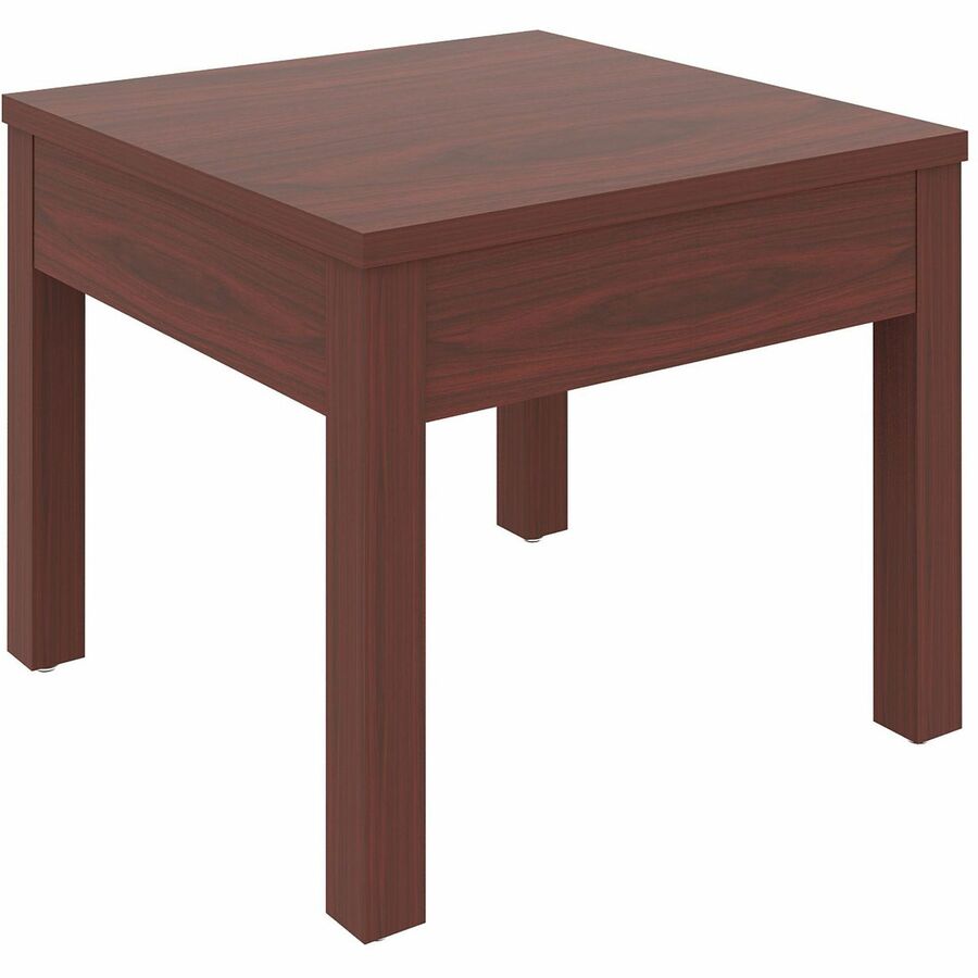Lorell Occasional Corner Table - Square Top - Square Leg Base - 24" Table Top Length x 24" Table Top Width x 1" Table Top Thickness - 20" Height x 23.88" Width x 23.88" Depth - Office - Assembly Required - Mahogany, Melamine - Particleboard Top Materia...