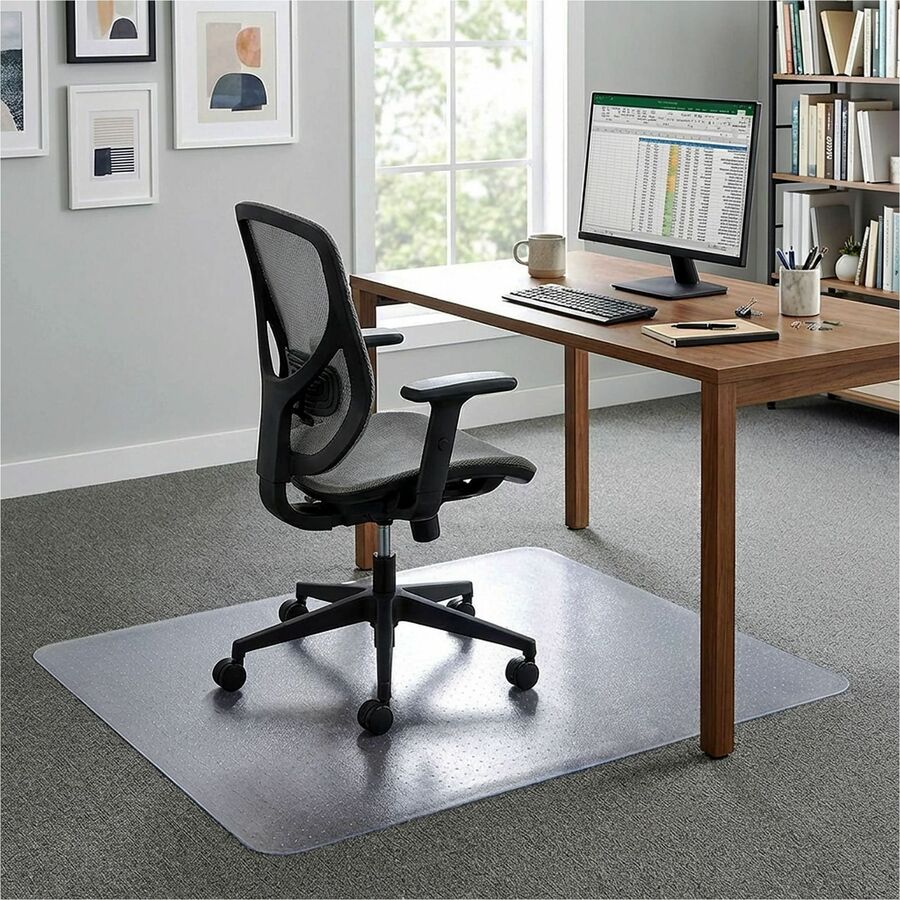 Lorell Rectangular Chair Mat for Standard-Pile Carpet - 48" x 60" - Carpet - 48" Width x 60" Depth x 0.087" Thickness - Rectangular - Polycarbonate - Clear - 1 Each