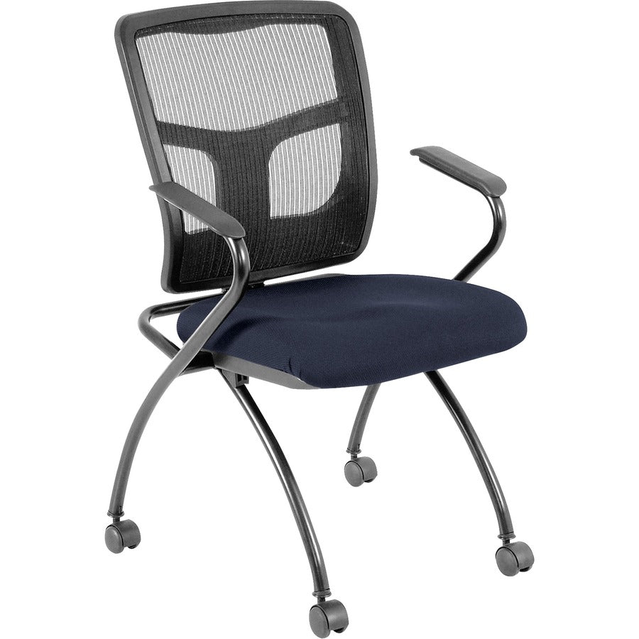 Lorell Mesh Back Nesting Training/Guest Chairs - Periwinkle Blue Seat Color - Fabric Seat Material - Powder Coated Frame Color - Metal Frame Material - Four-legged Base - Mesh - Armrest - 2 / Carton