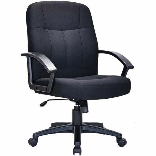 Lorell Executive Upholstered Mid-Back Chair - Black Seat Color - Fabric Seat Material - Black Back Color - Fabric Back Material - Black Frame Color - 5-star Base - 1 Each